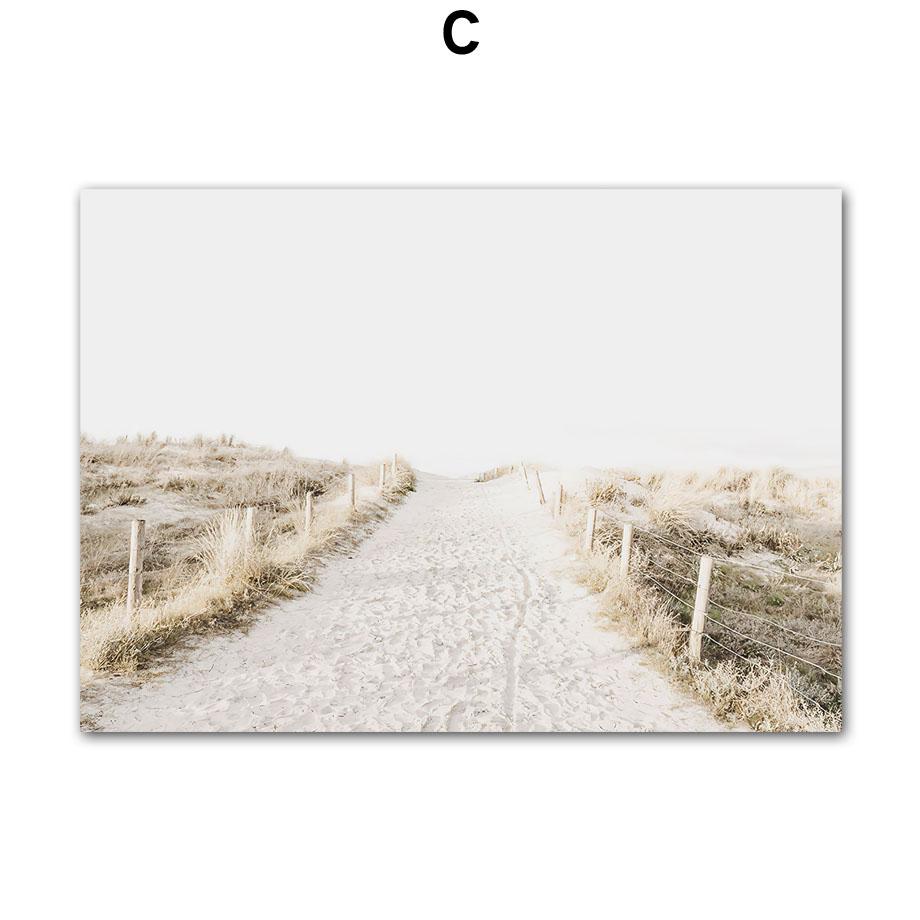 Пляжная доска для серфинга Морская звезда Тростник Летний прибой Пейзаж Бежевые постеры Картина на холсте Настенные художественные картины для декора гостиной