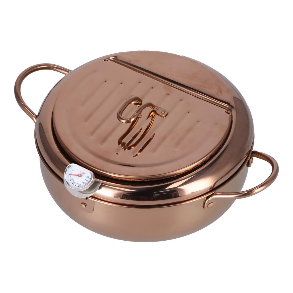 Фритюрница из нержавеющей стали с термометром 3,2 л, антипригарная глубокая кастрюля, кухонная утварь, аксессуар или