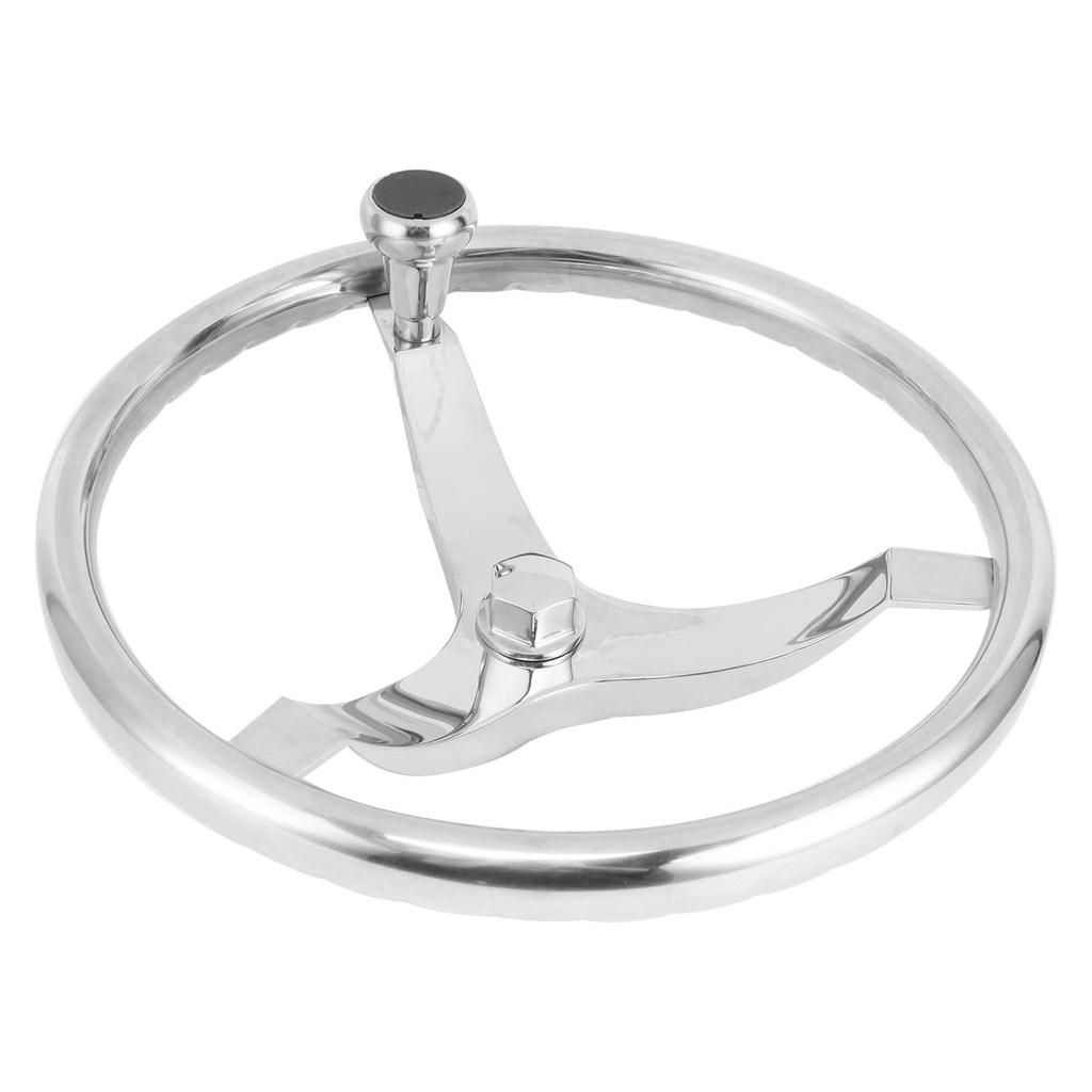 13.5in 3 Spoke 316 Stainless Steel Steering Wheel with 5 8in ‑18 Nut Turning Knob for Yacht
