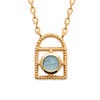 [R5792] - Gold Plated Necklace 'Cléopatra' Golden Gray (labradorite) - 45cm 11x8mm (padlock)