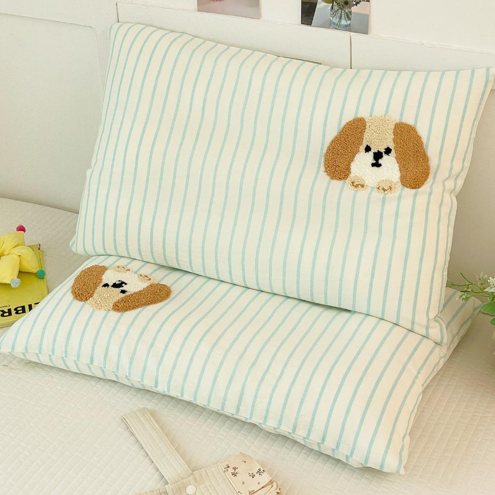Breathable Single Pillowcase Pure Cotton Pillowslip Cartoon Dog Pattern Student Pillowcase Bedroom
