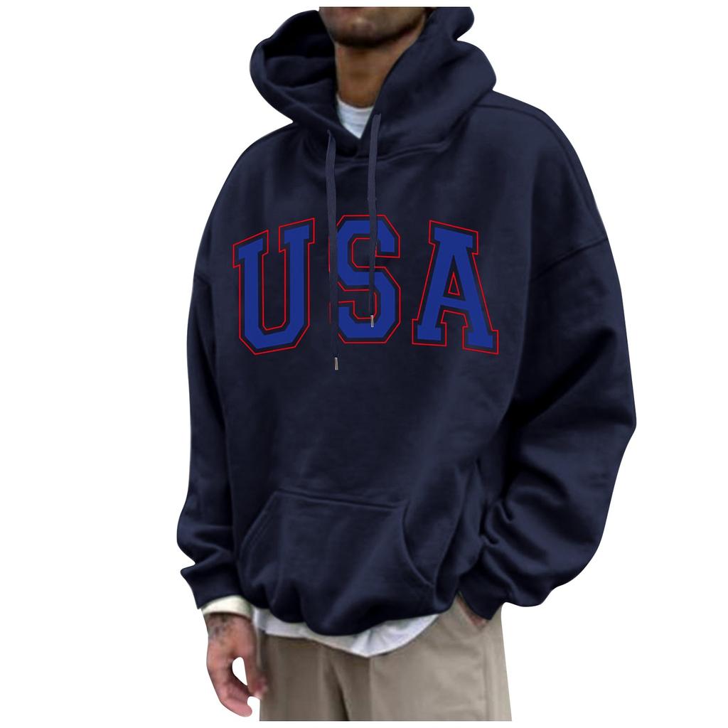 Men's Loose Printed Hooded Sweatshirt Men's Casual Fashion Sports Sweatshirt