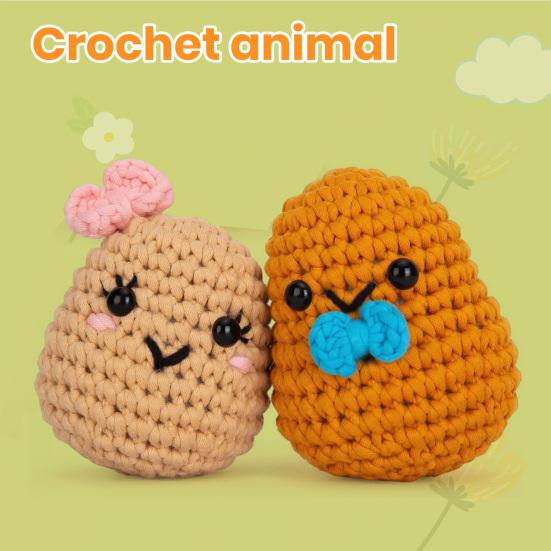 Детский набор для вязания крючком, милый пчелиный картофель, растение в горшке, пара кошек в форме, вязаная кукла, набор для вязания крючком для начинающих, принадлежности для вязания своими руками