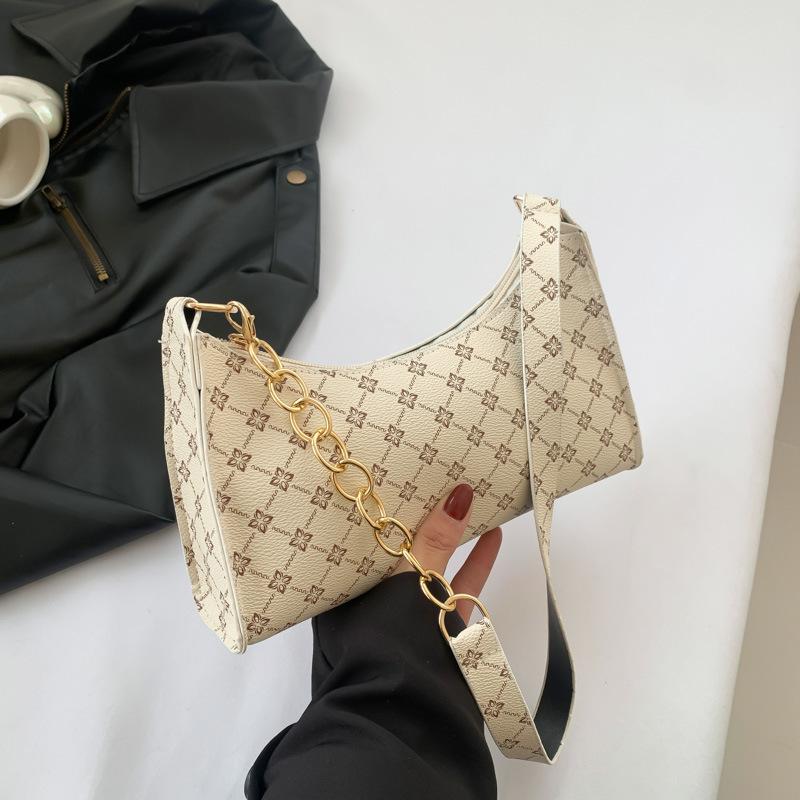 Trendy and Fashionable Retro Printed Bag New Style Fashionable Simple Chain Bag Women Shoulder Bag Underarm Bag