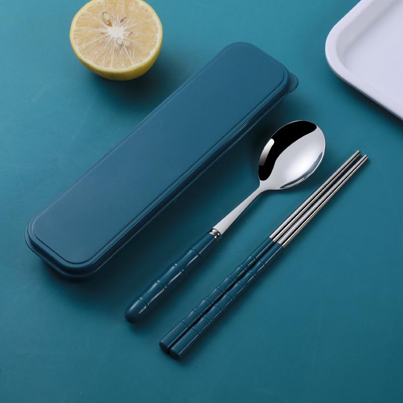 Stainless Steel Cutlery Set Spoon Fork Chopsticks Set with Box Case Travel Cutleries