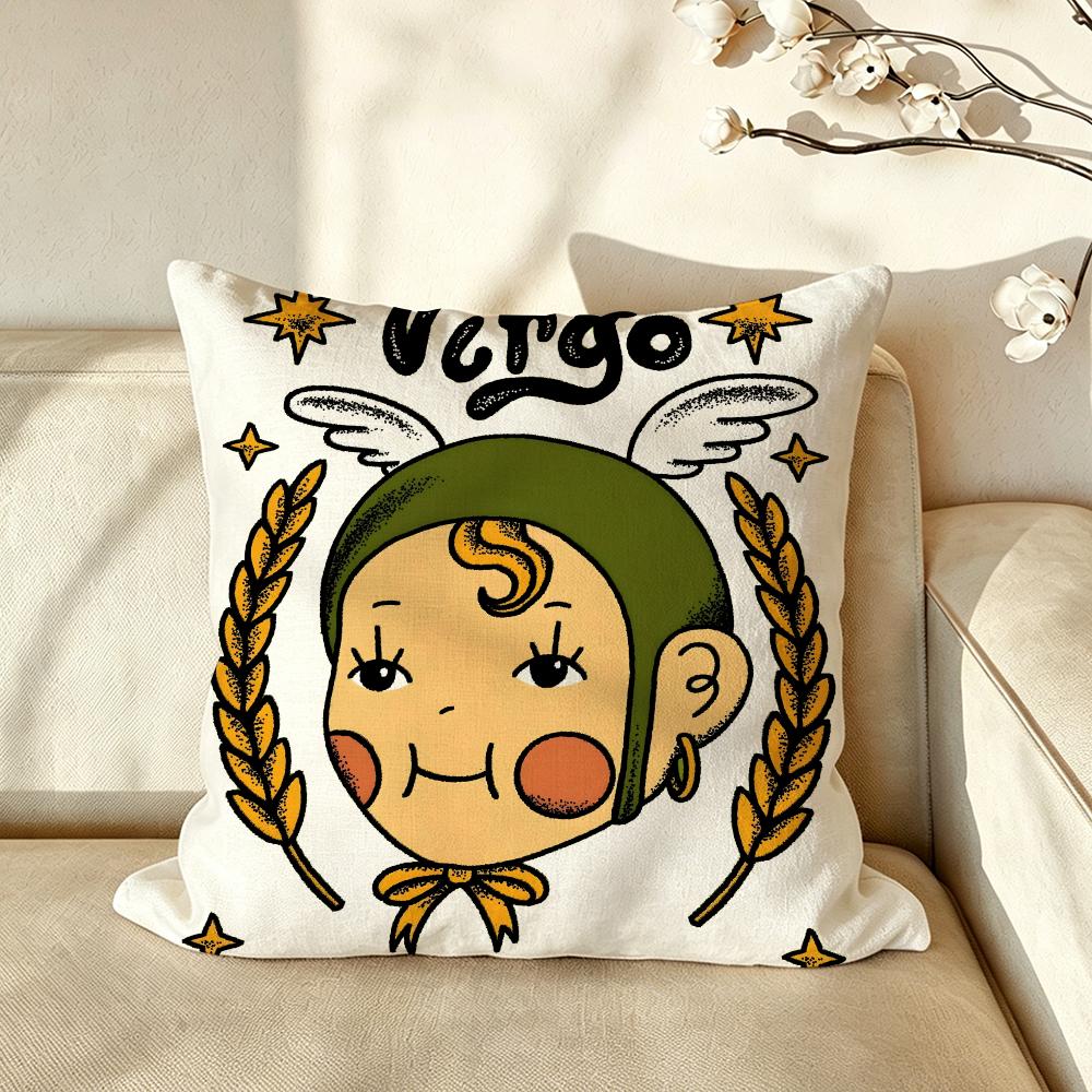 Art ZZodiac IIllustration Cushion Cover Pillow Case Antidustmite Pillowcase Silky Short Plush Sofa Cushion Cover hot