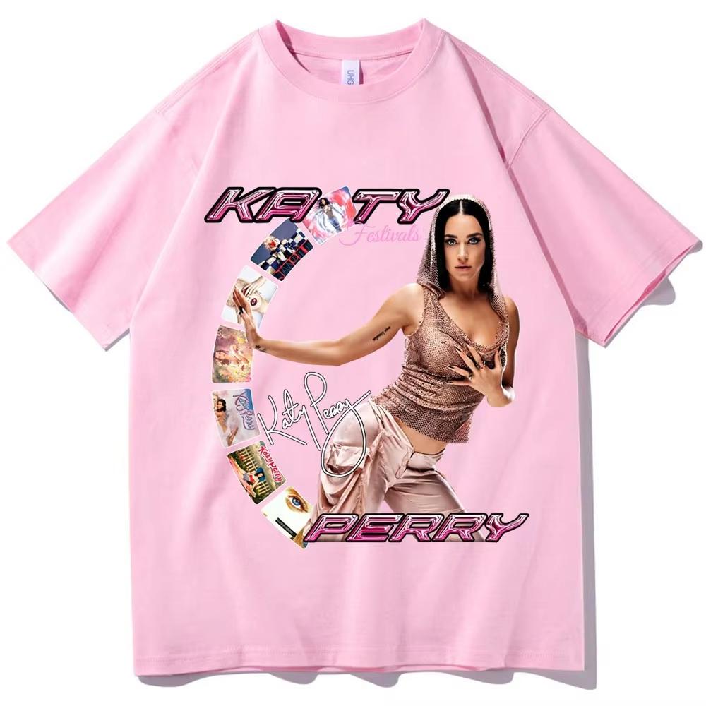 Летняя Горячая Распродажа Katy Perry 2026 Фестивальный Тур Футболка Унисекс Харадзюку Короткий Рукав Круглый Вырез Повседневная Рубашка Хип-Хоп Уличная Одежда Топ