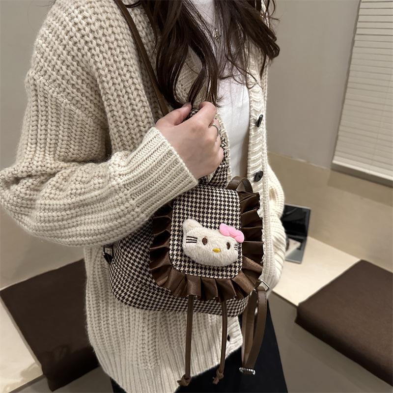 Cartoon Cute Kitten Boys And Girls Backpack Kindergarten Baby Small Schoolbag Fashion Plaid Children'S Backpack