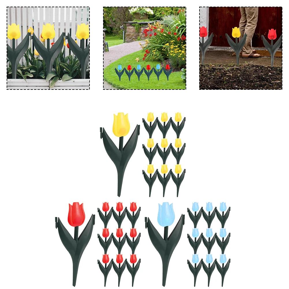 12pcs Plastic Fence Fence Garden Patio Tulip Multi Color Outdoor Hedge Fence Decorative Stakes Outdoor Garden Yard Decor