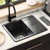 Black Kitchen Sink 560 x 460 mm Made of 80percent  Quartz and 20percent  Resin