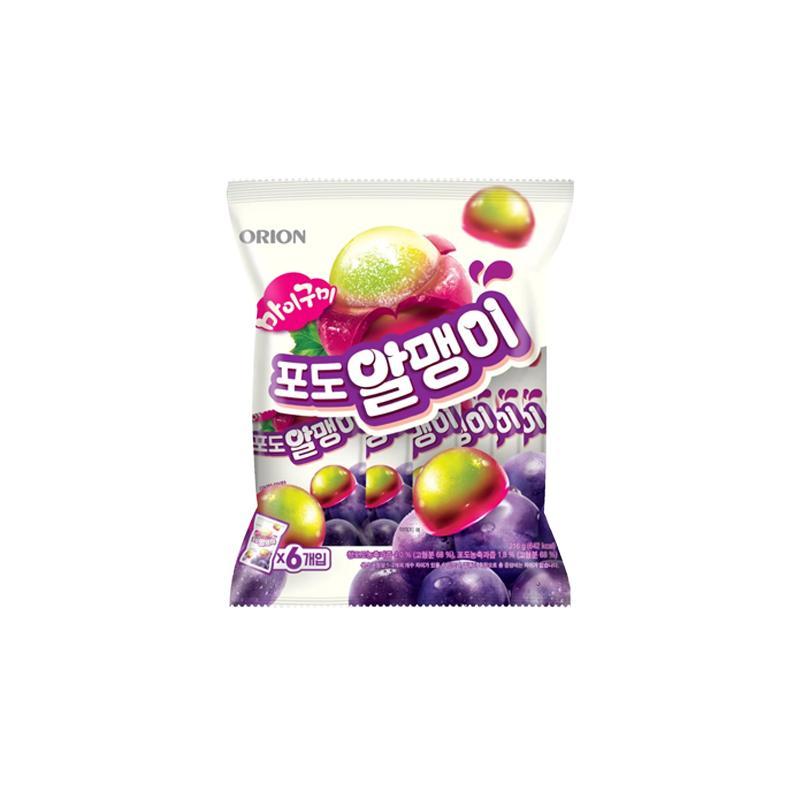 Orion Fruit Core Jelly – 6 Flavors (Lychee, Grape, Green Kiwi, Plum, Mango, Golden Kiwi) / Korean Jelly, Kfood, Authentic Korean Food