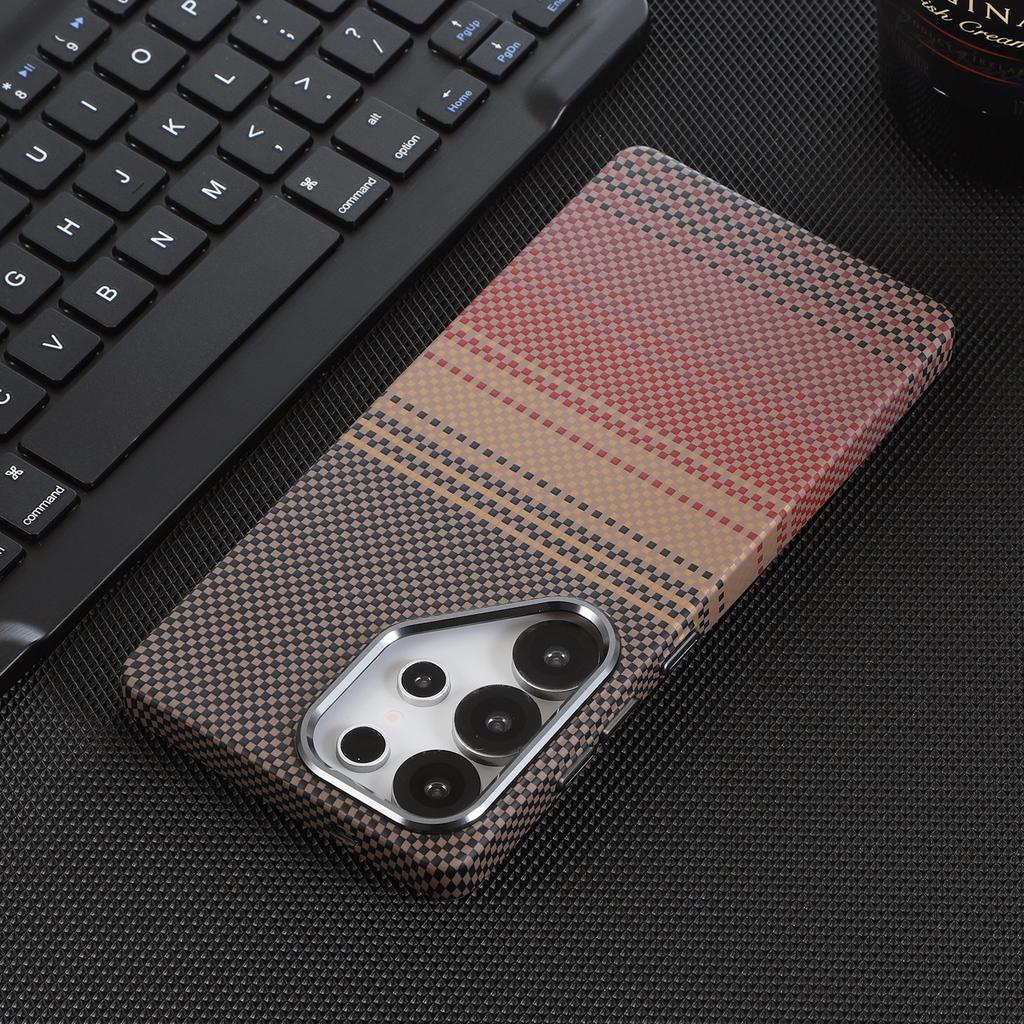 Деловой Тонкий Чехол с Рисунком из Кевлара и Углеродного Волокна Для Samsung Galaxy S26 Ultra S25 S24 S23 S22 Plus Для Magsafe Кожа-дружелюбная Крышка