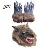 Durable Werewolf Gloves Realistic Claws Gloves, Furry Black Wolf Paw Costume Headgear, Halloween Cosplay Accessories Beast Animal Props for