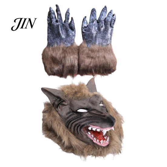 Durable Werewolf Gloves Realistic Claws Gloves, Furry Black Wolf Paw Costume Headgear, Halloween Cosplay Accessories Beast Animal Props for
