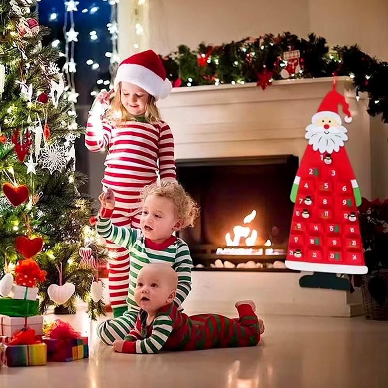 1PC 24 Days For Children Christmas Gift DIY 2024 Christmas Santa Calendar Felt Wall Hanging
