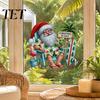 Creative Holiday Party Decorations Summer Christmas Static Window Cling, Beach Santa Claus Glass Sticker, Customizable PVC Clings Waterproof