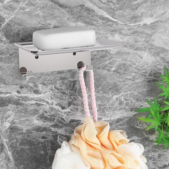 Yousheng нержавеющая сталь самоклеящаяся мыльница настенная держатель для мыла без проколов с крючками сливные отверстия аксессуары для ванной