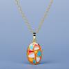 Hand-dripping Irregular Colored Enamel Oval Pendant Chain Clavicle Necklace for Women