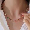 S925 Pure Dopamine Colorful Beaded Necklace, Stackable Light Luxury Clavicle Chain with Natural Freshwater Pearls for Women - Summer Style
