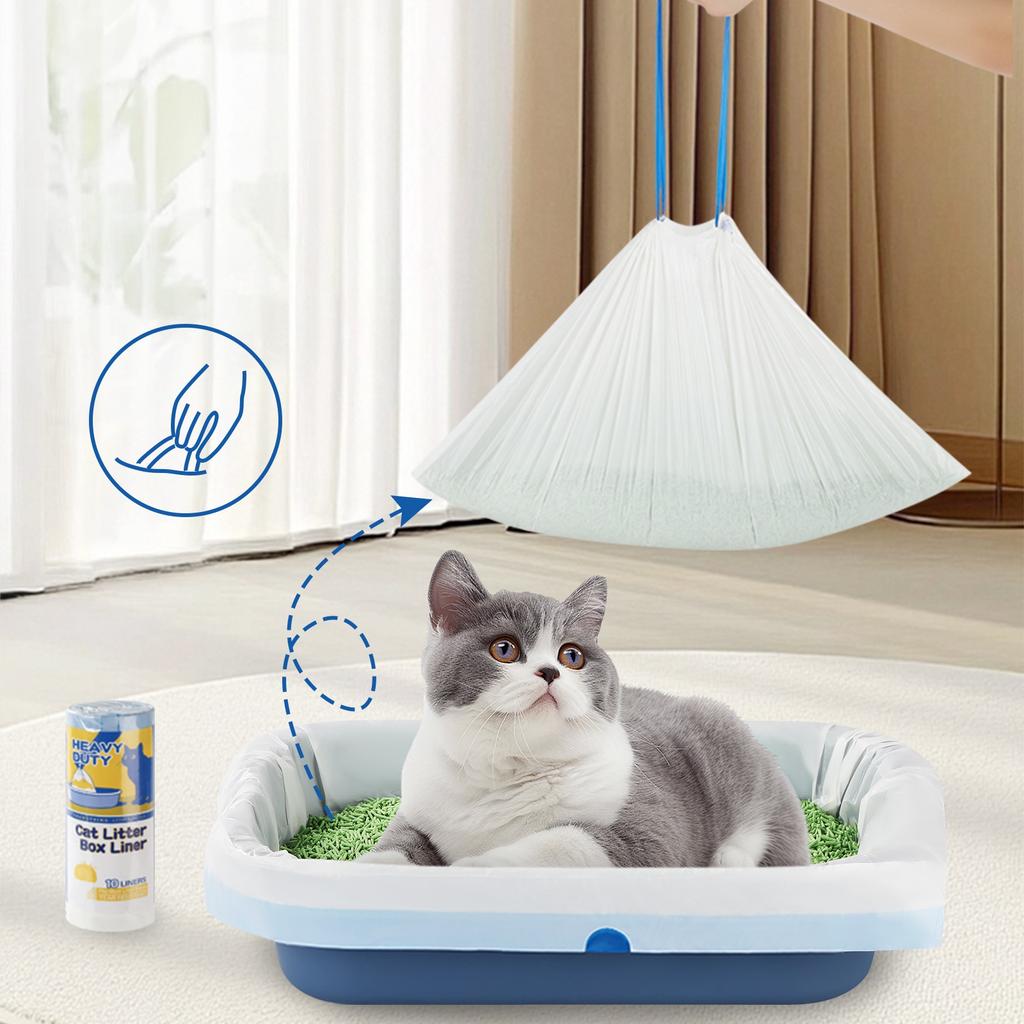 Elzrghs Вкладыши для кошачьего туалета Большие, Мешки для наполнителя со шнурком, Extra Thick Вкладыши для лотка Усиленные 36"x16"