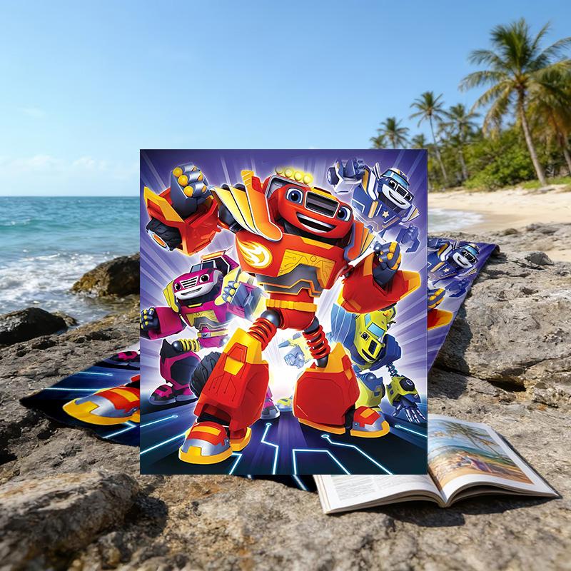 1pc Blaze and the Monster Machines (3) Beach Towel, Beach and Seaside Swimming Pool Equipment, Fashion Pattern, Rectangular, Travel Essentials
