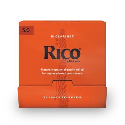 Трость для деревянных духовых инструментов для кларнета Bb RICO 25 штук D'Addario D'Addario RCA0130-B25 [Твёрдость 3,0] (индивидуально завернутый) []