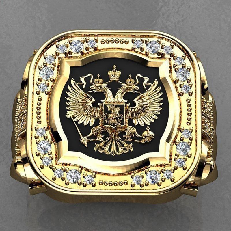 1 шт. Винтажное золотое кольцо-печать с орлом, резной дизайн значка, универсальное кольцо для мужской индивидуальности