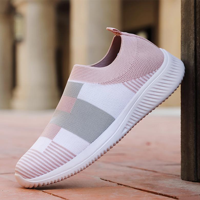 Модная женская обувь Вулканизированные кроссовки Zapatillas Mujer Вязаные кроссовки Женские Новая обувь на плоской подошве Смешанный цвет Вулканизированная обувь Повседневная обувь Chaussure Femme