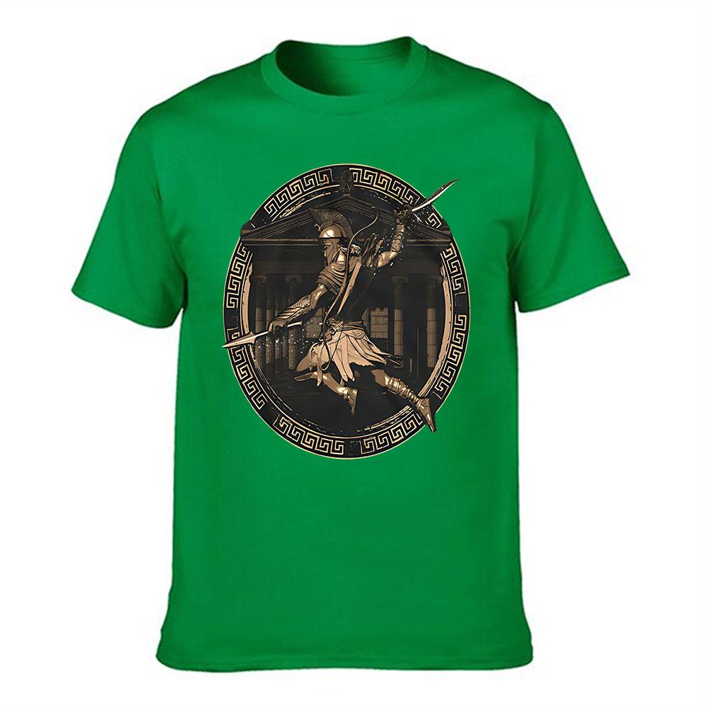Unisexs Pure Cotton Tshirt Ancient Greek Spartan Warrior Print Retro Mythology Themed Casual Tee For Daily Wear Vacation