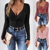 Women Bottom Sexy Hot Diamond V-neck Long Sleeve Split Flared Solid Color Sleeve Sweater Knit Autumn Wear