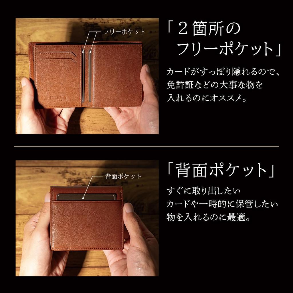 [Dom Teporna] Men's Bi-fold Wallet, Smart Italian Leather, Soft Genuine Leather, Multiple Pockets, Small, Compact, Slim, Business, Navy