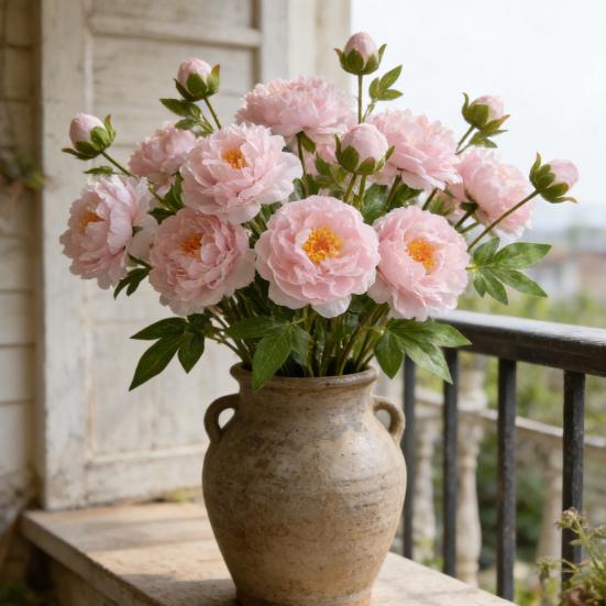 Искусственный Цветок Пиона с Эффектом Реального Прикосновения, Имитация Шелкового Пиона с Длинным Стеблем для Валентинова Дня, Цветочной Композиции, Свадебной Вечеринки, Декора Вазы для Дома и Кухни