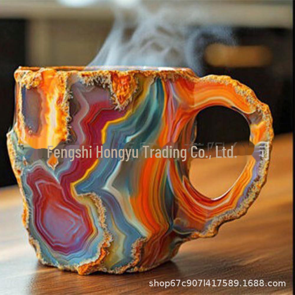 2024 Elegant Translucent Mineral Resin Coffee Cup - Colorful Luxury Gift