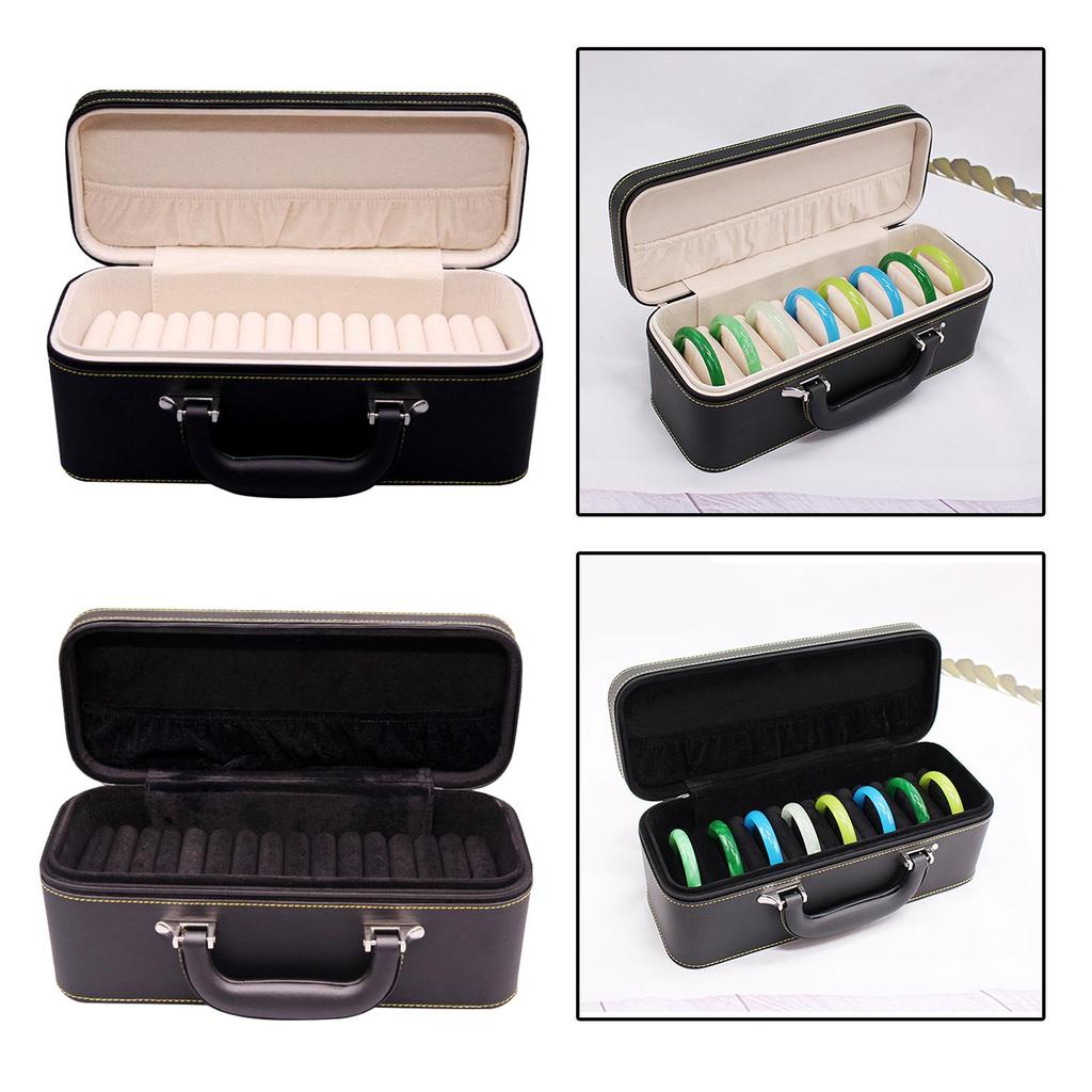 1 Bangle Box, Jade Bracelet Showcase Keeper Jewelry Organizer PU Etui for Retail Stores Dresser