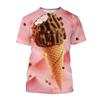 Ice Cream Pattern 3D Printed T-shirts Summer Casual Round Neck Short Sleeved Children's Boy and Girl Kids Unisex T-shirts