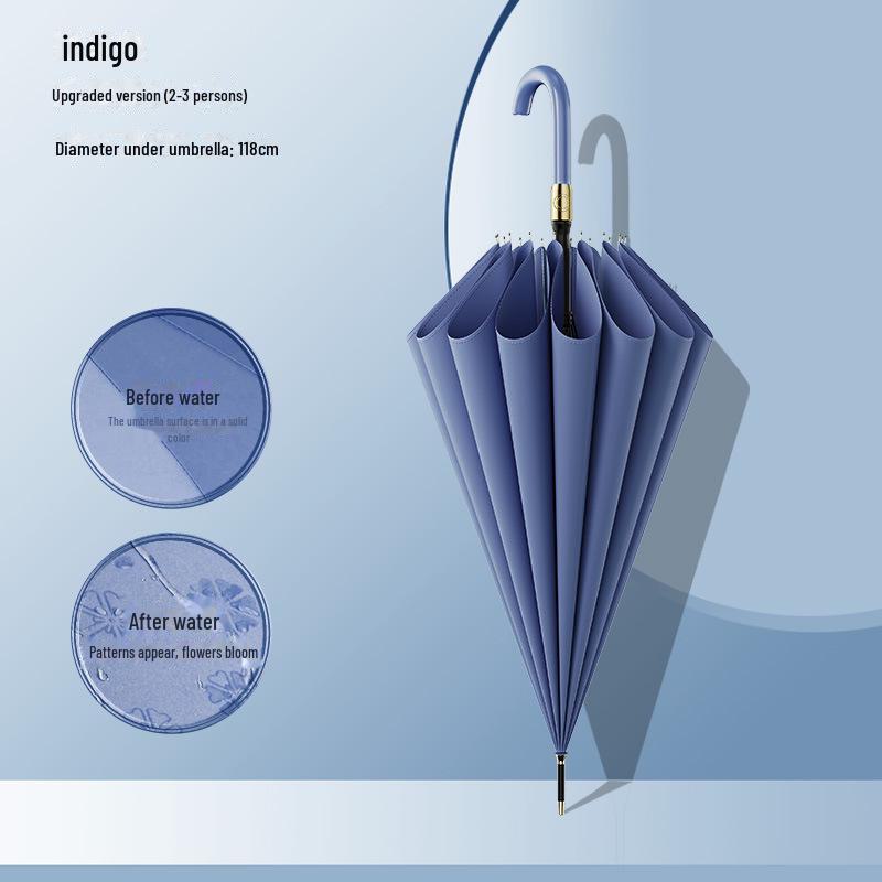 Водонепроницаемый автоматический зонт большого размера с 16 спицами и изогнутой ручкой для мужчин и женщин