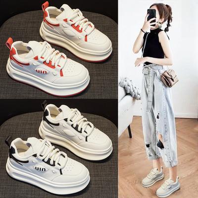 Туфли белые кожаные на толстой подошве для женщин, весенние, новые, универсальные, спортивные, повседневные, модные, Borad Shoes