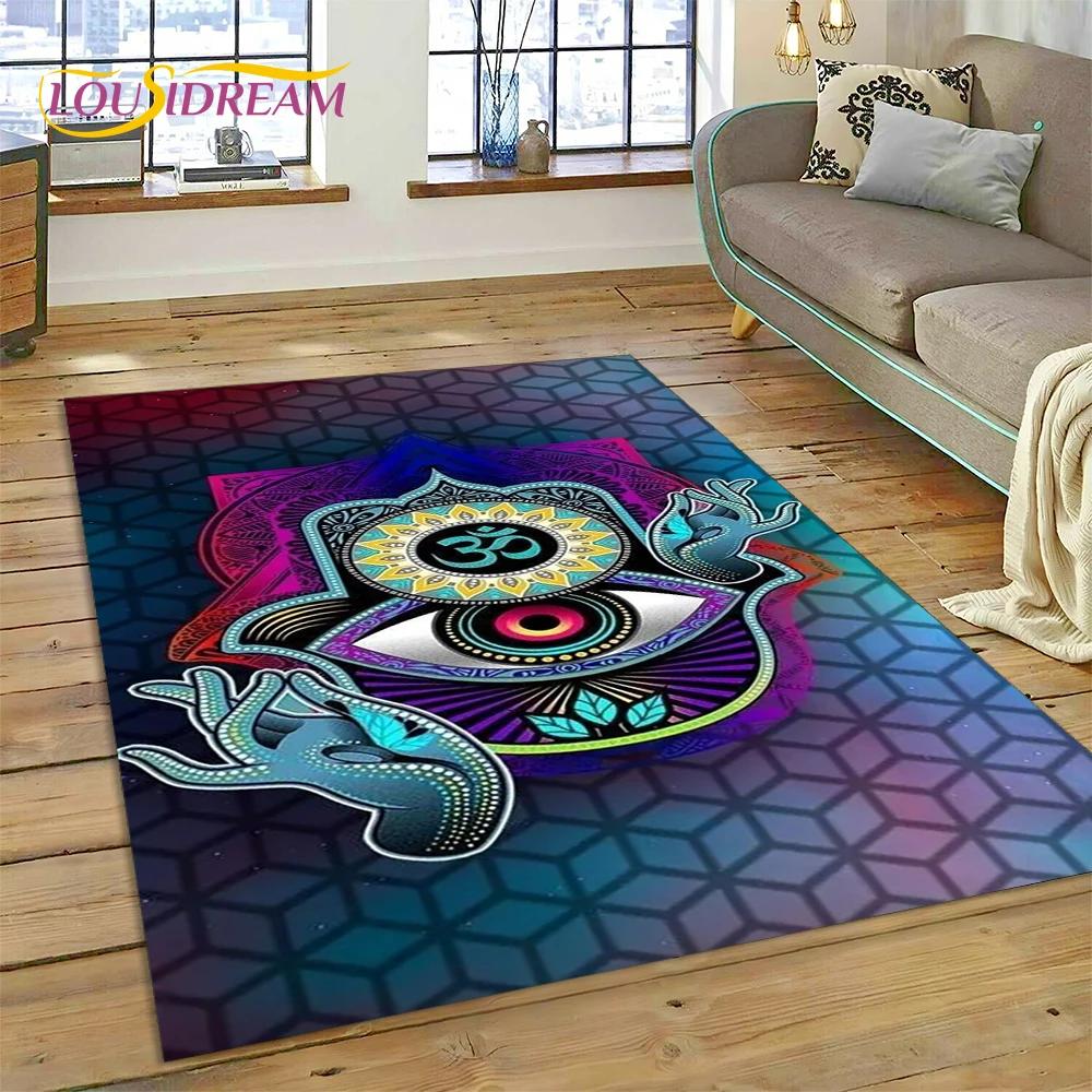 Ковер Коврик Глаз Фатимы Турция Синий Назар Глаз Гора для Декора Гостиной Спальни, Напольный Коврик Нескользящий Декор для Дивана Придверный Коврик