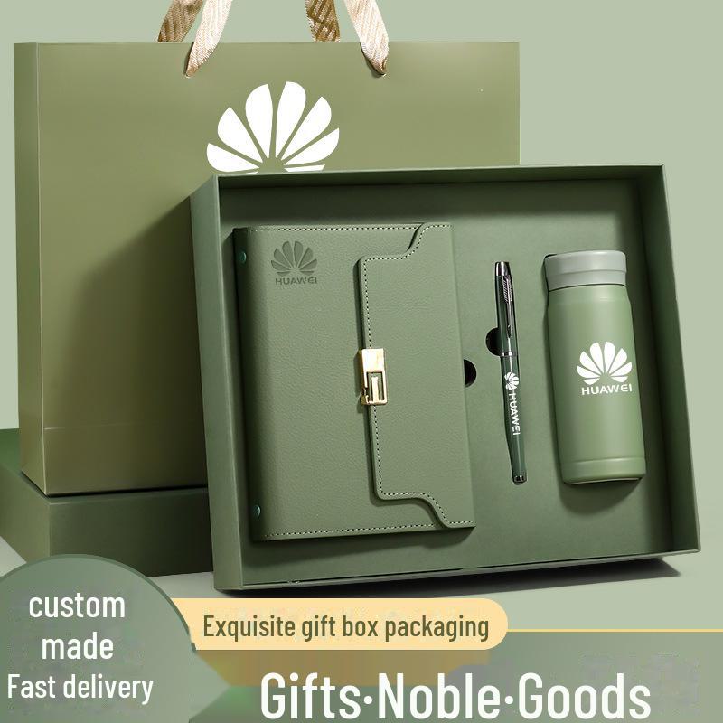 Элегантный подарочный набор из блокнота формата А6 из искусственной кожи и термоса с индивидуальным дизайном листов