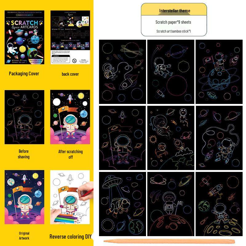 Colorful Scratch Art Set: Cartoon DIY Doodle & Drawing Book for Kids