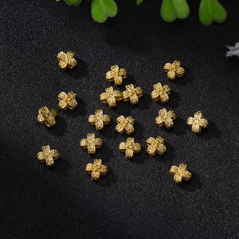 Позолоченные медные разделительные бусины в виде четырехлистного клевера со стразами для браслетов DIY
