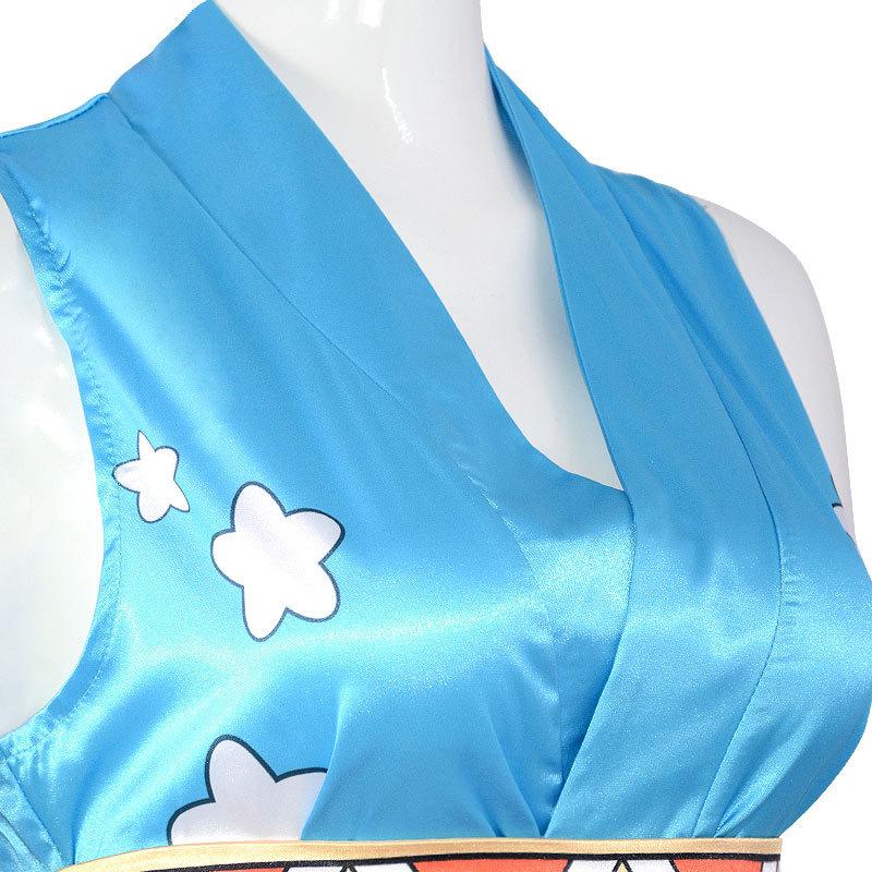 One Piece Nami Cosplay Costume Sexy Satin Printed Short Kimono Halloween Anime Role Play Outfit