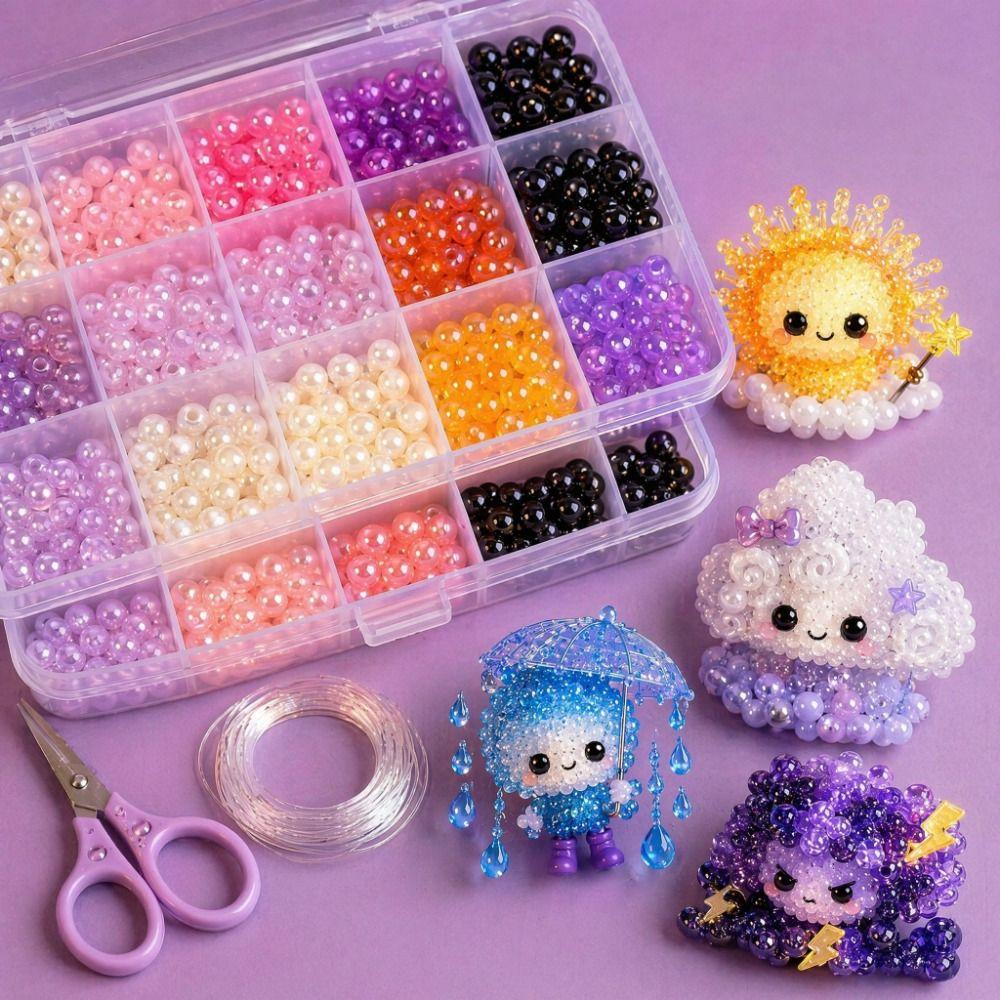 Colorful Glowing Fantasy Spirits DIY Bead Kit Tiny 3D Bead Pet Keychain Making Kit Children