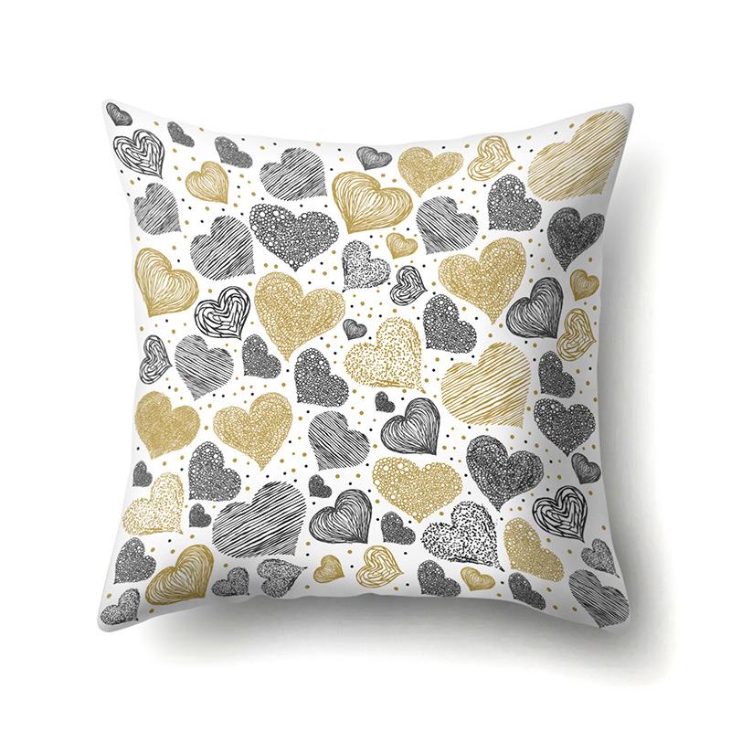 Polyester Pillow Case Decoration Home Gilt Printing Pillow Case Waist Cushion Cover Car Cushion Head Cushion Cover