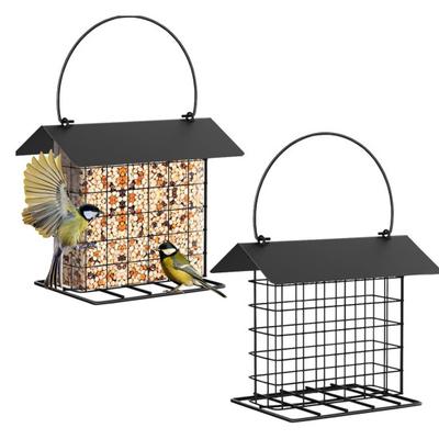 Кормушка для сала для подвешивания на улице Металлический держатель для брикета сала Защищенная от непогоды Одинарная клетка для сала Кормушка для птиц для диких птиц Дятел