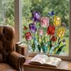 Removable Tulip Glass Stickers Self-adhesive Butterfly Wall Stickers Tulip Window Decals  Window