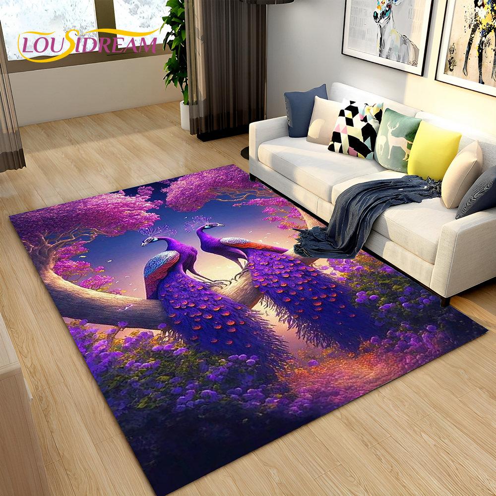 3D коврик с рисунком павлина, птицы, животного, ковер для гостиной, спальни, дивана, коврик для кухни, декор, детский нескользящий напольный коврик