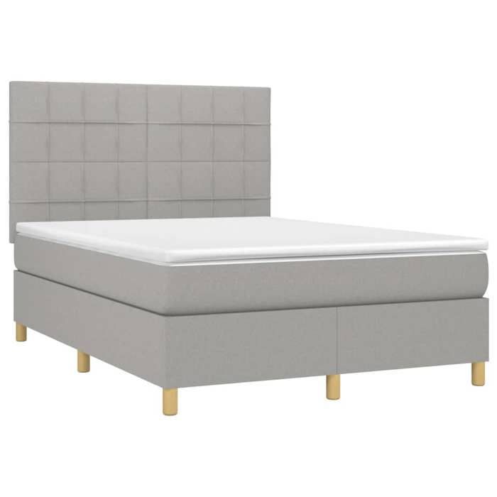 VidaXL Slatted Bed Base with Mattress and LED, Upholstered Bed, Double Bed, Adult Bed for Interior Bedroom, 3135437