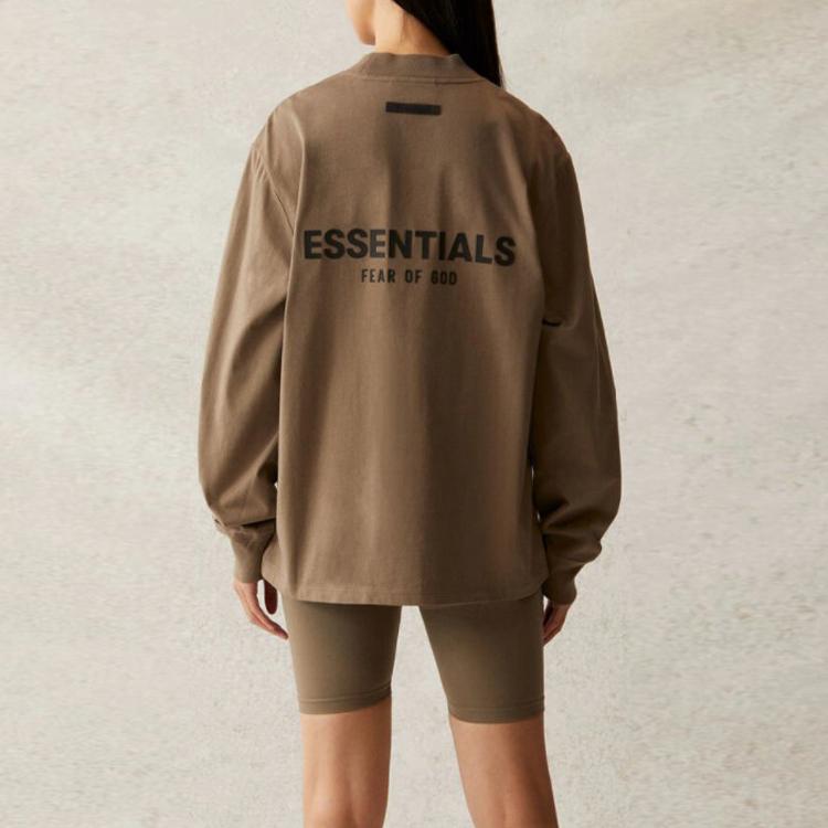 Fear of God Essentials SS21 Long Sleeve Tee Unisex Tops Taupe FOG-SS21-558