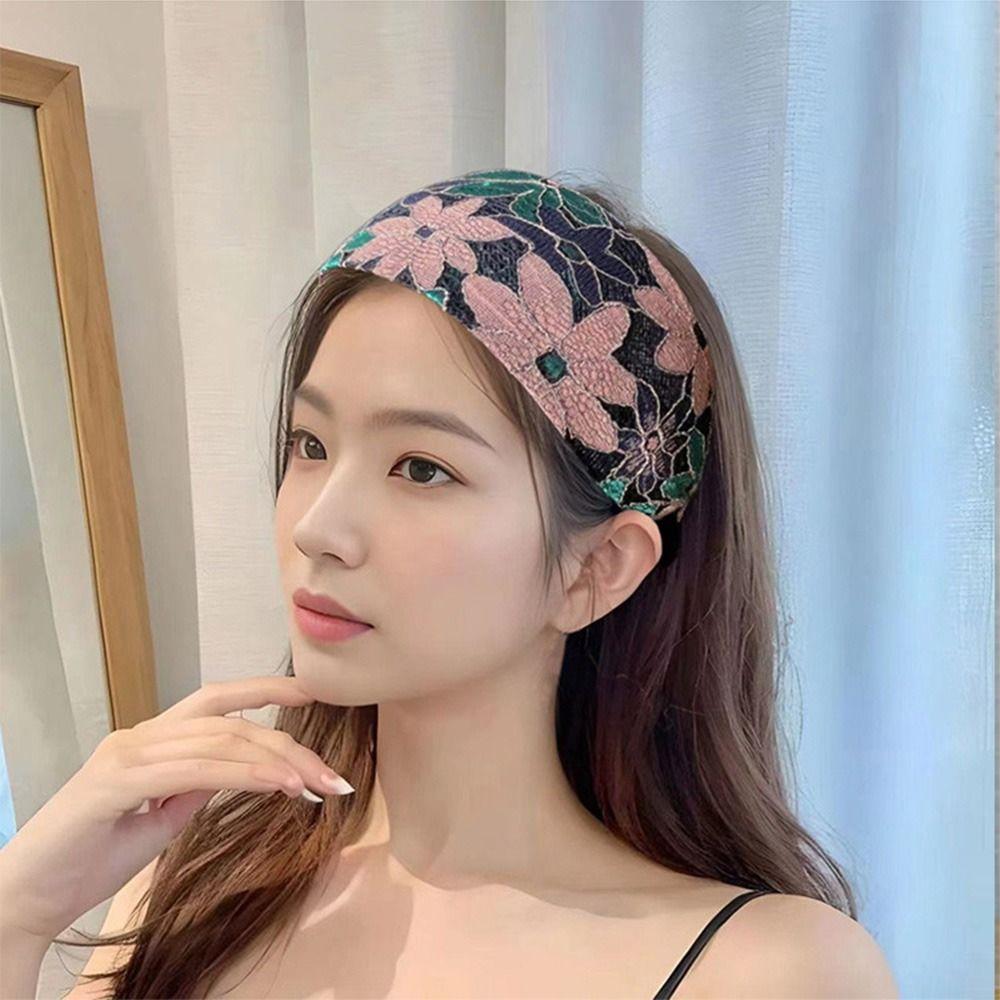 Нескользящий Зубчатый Нескользящий Ободок для Волос Сетка Женский Обруч для Волос Элегантная Кружевная Вышивка Повязка на Голову Девочки